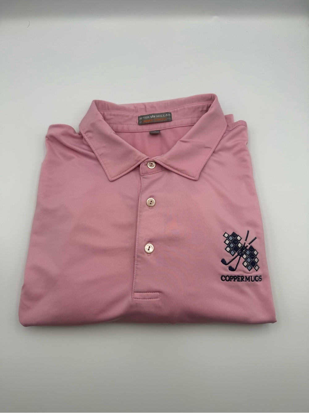 Peter millar summer comfort polo company logos size XL. Stained